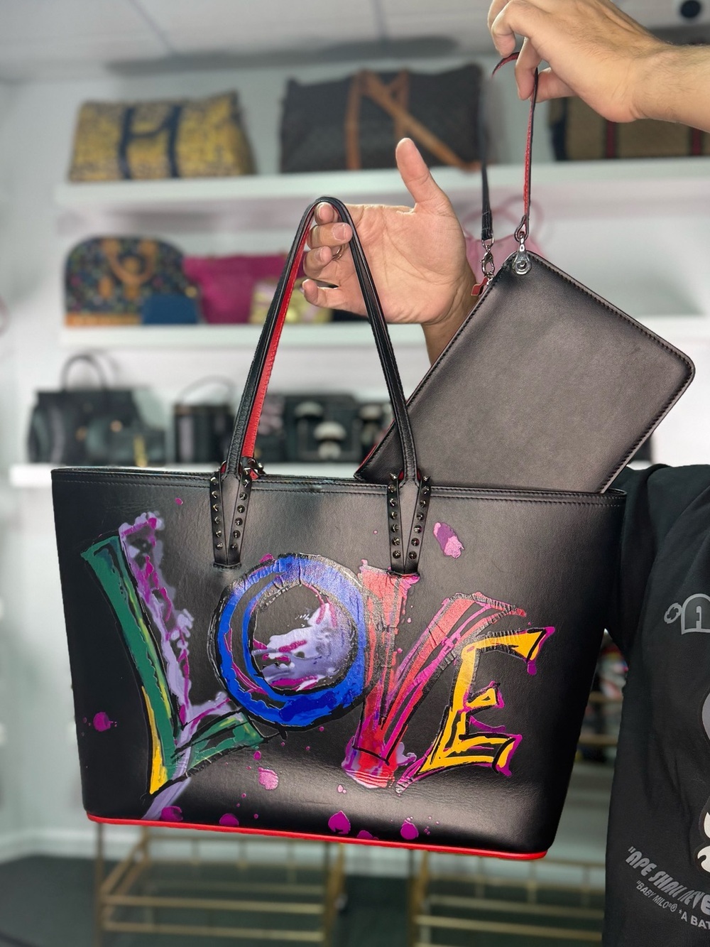 Louboutin LOVE Tote with Pouch BY ITSELF
